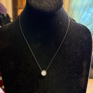 White House, Black market dark pewter colored necklace w Swarovski large crystal